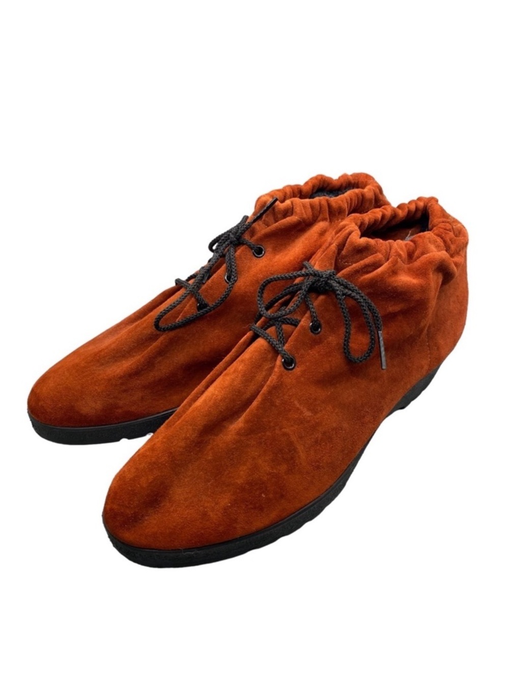 Vintage Suede Lace Up Shoes Rust Orange Renaissance Faire Cottagecore Boho 8.5